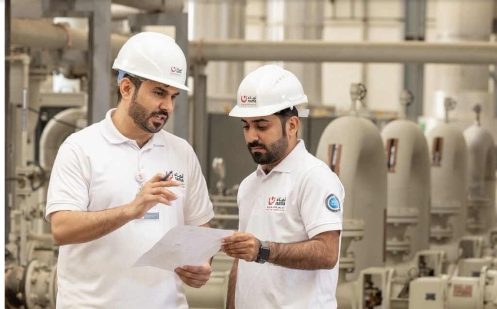 Engineers are in wastewater infrastructure site in Oman